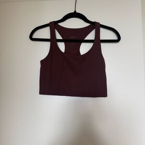 Girlfriend Collective Longline Racerback Crop Workout Top Burgundy Size S